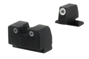 AmeriGlo SG181 Optic Compatible Sight for Sig Sauer  Tall Suppressor Green Tritium White Outline Front Sight-Green Tritium White Outline Rear Sight