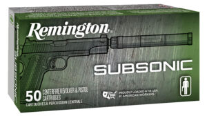Remington Ammunition 28435 Subsonic  9mmLuger 147gr Flat Nose Enclosed Base 50 Per Box/10 Case