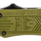 CobraTec Knives SODCTK1SDNS CTK-1 Small 2.75" OTF Drop Point Plain D2 Steel Blade/OD Green Aluminum Handle Features Glass Breaker Includes Pocket Clip