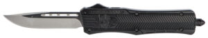 CobraTec Knives MBCTK1MDNS CTK-1 Medium 3" OTF Drop Point Plain D2 Steel Blade/Black Aluminum Handle Features Glass Breaker Includes Side Button