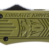 CobraTec Knives MODCTK1MDS CTK-1 Medium 3" OTF Drop Point Part Serrated D2 Steel Blade/OD Green Aluminum Handle Features Glass Breaker Includes Pocket Clip
