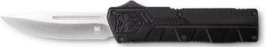 CobraTec Knives BCTLWDNS Lightweight  3.25" OTF Drop Point Plain D2 Steel Blade/Black Aluminum Handle Includes Pocket Clip
