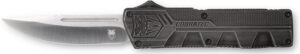 CobraTec Knives SWCTLWDNS Lightweight  3.25" OTF Drop Point Plain D2 Steel Blade/Stonewashed Aluminum Handle Includes Pocket Clip