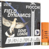 Fiocchi 12GT8 Field Dynamics Dove & Quail 12Gauge 2.75" 1oz 8Shot 25 Per Box/10 Case