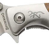 Browning 3220330 Wicked Wing 3.50" Folding Trailing Point Plain Satin 7Cr17MoV SS Blade Amber/Satin G10/SS Handle Includes Pocket Clip