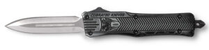 CobraTec Knives SSWCTK1SDAGNS CTK-1  Small 2.75" OTF Dagger Plain D2 Steel Blade/Stonewashed Aluminum Handle Features Glass Breaker Includes Pocket Clip