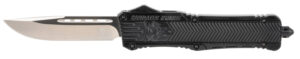 CobraTec Knives LBCTK1LDNS CTK-1 Large 3.75" OTF Drop Point Plain D2 Steel Blade/Black Aluminum Handle Features Glass Breaker Includes Pocket Clip