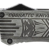 CobraTec Knives LSWCTK1LTNS CTK-1 Large 3.75" OTF Tanto Plain D2 Steel Blade/Stonewashed Aluminum Handle Features Glass Breaker Includes Pocket Clip