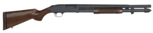 Mossberg 52150 590 Retrograde 12 Gauge Pump 3" 8+1 20" Matte Blued Heat Shield Barrel, Matte Blued Drilled & Tapped Receiver, Fixed Walnut Stock