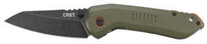 CRKT 6280 Overland 3" Folding Sheepsfoot Plain Stonewashed 8Cr13MoV SS Blade/ Green G10/SS Handle Includes Pocket Clip