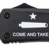 Templar Knife LCATI331 Gen II Come And Take It Large 3.50" OTF Drop Point Plain Black Oxide Stonewashed 440C SS Blade, 5.25" Black "Come And Take It" Aluminum Handle, Glass Breaker