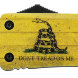 Templar Knife LDTOM231 Gen II Don't Tread On Me Large 3.50" OTF Tanto Plain Black Oxide Stonewashed 440C SS Blade, 5.25" Yellow w/Flag & "Don't Tread On Me" Aluminum Handle, Glass Breaker