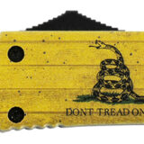 Templar Knife MDTOM331 Gen II Don't Tread On Me Slim 3.50" OTF Drop Point Plain Black Oxide Stonewashed 440C SS Blade, 5.05" Yellow w/Flag & "Don't Tread On Me" Aluminum Handle, Glass Breaker