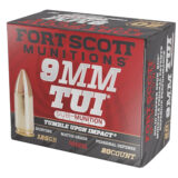Fort Scott Munitions 9MM125SCVSS Tumble Upon Impact (TUI) 9mmLuger Subsonic 125gr Solid Copper Spun 20 Per Box/25 Case