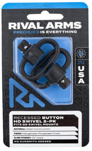 Rival Arms RA-RA92S2A HD Swivel Set Black Manganese Phosphate Steel with 1.5" Loops & Recessed Button