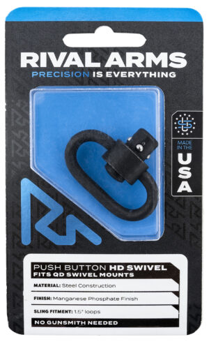 Rival Arms RA-RA92S1B HD Swivel Black Manganese Phosphate Steel with 1.25" Loop & Push Button