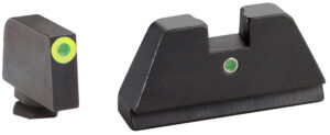 AmeriGlo GL391 Optic Compatible Sight Set for Glock XL Tall Green Tritium LumiGreen Outline Front Sight-Green Tritium Rear Sight