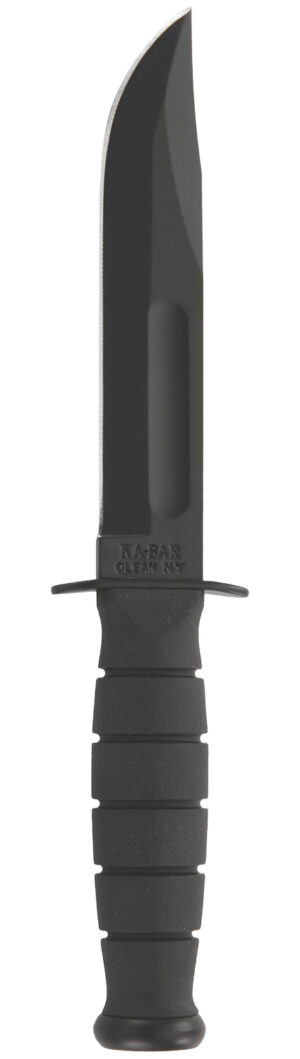 Ka-Bar 1256 Fighting/Utility 5.25" Fixed Clip Point Plain Black 1095 Cro-Van Blade, Black Kraton G Handle, Includes Sheath