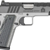 Springfield Armory PX9218L 1911 Emissary 45 ACP 8+1 4.25" Bull Barrel, Stainless Steel Frame w/Beavertail , Tri-Top Cut Blued Carbon Steel Slide, Black VZ Thin-Line G10 Grip