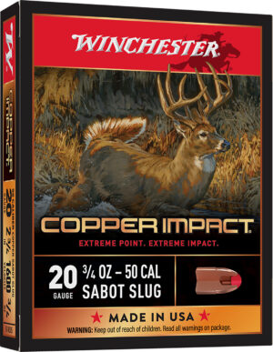 Winchester Ammo X20CLF Copper Impact 20Gauge 2.75" 3/4oz Sabot Slug Shot 5 Per Box/20 Case