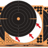 EZ-Aim 1531710 Splash Reactive Self-Adhesive Paper Black/Orange 12"x12" Bullseye 10 Pack