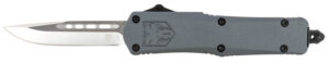 CobraTec Knives SGYFS3DNS FS-3 Small 2.75" OTF Plain D2 Steel Blade/Gray Aluminum Handle Features Glass Breaker Includes Pocket Clip