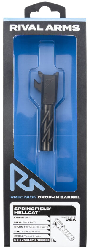 Rival Arms RARA20H101A Precision V1 Match Grade Spiral Fluted Black PVD Stainless Steel, Fits Springfield Hellcat