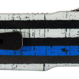Templar Knife LABTB52 Premium LW We Back You Large 3.50" OTF Tanto Part Serrated Black Oxide Stonewashed D2 Steel Blade, 5.25" Black & White w/Blue Line Aluminum Handle