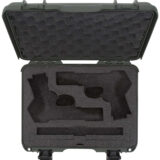 Nanuk 910CLASG6 910 Classic 2 Up Pistol Case Olive Polymer w/ Latches & Closed-Cell Foam Padding 13.20" L x 9.20" W x 4.10 " H Interior Dimensions