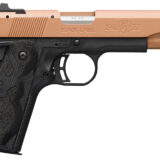 Browning 051895490 1911 Black Label Full Size Frame 22 LR 10+1, 4.25" Matte Stainless Steel Barrel, Copper Cerakote Serrated Slide, Matte Black Polymer Frame w/Beavertail, Black Laminate Wood Grip