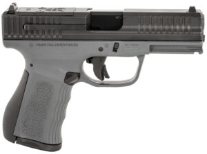 FMK FMKG49DG G3 9mm Luger 14+1 4" Stainless Steel Barrel, Black Optic Cut/Serrated Carbon Steel Slide, Dark Gray Polymer Frame w/Picatinny Rail, Black Backstrap Grip