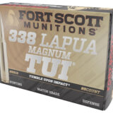 Fort Scott Munitions 338250SBV1 Tumble Upon Impact (TUI) Rifle 338LapuaMag 250gr Solid Copper Spun 20 Per Box/5 Case