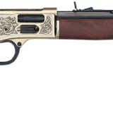 Henry H006GMD Side Gate Deluxe 357 Mag/38 Special 10+1 20" Blued Octagon Barrel, Engraved Polished Brass Rec, Semi-Fancy American Walnut Stock, Adj. Sight