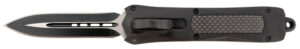Steel River Knives A163BD Spartan  3.50" OTF Dagger Plain Black/Silver 440C SS Blade/ Black w/Carbon Fiber Inlay Aluminum Zinc Alloy Handle