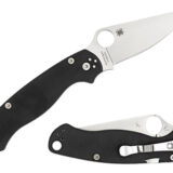 Spyderco C81GPLE2 Para Military 2 3.42" Folding Plain Satin CPM S45VN SS Blade Black Textured G10 Handle Left Hand Includes Pocket Clip