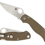 Spyderco C81MPCW2 Military 2 3.47" Folding Plain Stonewashed CPM Cru-Wear Blade/Brown Canvas Textured Micarta Handle Includes Pocket Clip