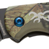 Browning 3220344 Prism 3 EDC Folding 2.38" Plain Black Oxide 7Cr17MoV SS Blade, Camo w/Brass Accents & Logo Anodized Aluminum Handle, Includes Pocket Clip