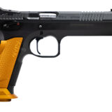CZ-USA 91265 TS2 40 S&W 17+1 5.20" Black Bull Barrel, Black Slide, Black Polycoat Frame, Orange Checkered Aluminum Grip