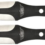 Uzi Accessories UZKTRWTZP Throwing Knives Two Fixed Plain Black/Silver Stainless Steel Blade, Black Stainless Steel Handle, Includes Nylon Holster