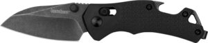 Kershaw 8337 Craze EDC 2.35" Folding Reverse Tanto Plain Blackwash 8Cr13MoV SS Blade, Black Textured GFN Handle
