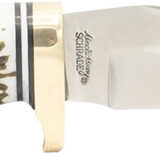 Uncle Henry 1100087 Next Gen Golden Spike 5" Fixed Plain Satin Polished Stainless Steel Blade, Brown Brass Accents Staglon Handle