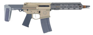 Q LLC HB55610INPISTOL Honey Badger 5.56 NATO 30+1 10" Threaded Barrel, M-LOK Handguard, Aluminum Receiver, Tan SB Tactical Brace