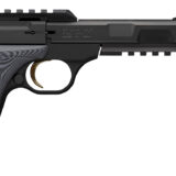 Browning 051598490 Buck Mark Contour Pro 22 LR 10+1 4.40" Black Threaded w/Compensator Barrel, Matte Black Picatinny Rail Receiver, Matte Black Aluminum Frame w/Picatinny Rail, Black/Gray G10 Grip