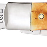 Case 03573 Trapper 3.25" Folding Clip Point/Spey Plain Mirror Polished Tru-Sharp SS Blades, Burnt Dark Amber 6.5 BoneStag Handle