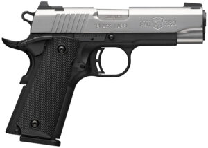 Browning 051119492 1911 Black Label Compact 380 ACP 8+1 3.63" Stainless Steel Barrel, Satin Stainless Steel Serrated Slide, Matte Black Polymer Frame, Black Polymer Grip
