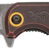 Browning 003220581 Buckmark EDC Slim 3.13" Folding Drop Point Plain Black Stonewashed D2 Steel Blade, Bronze Stonewashed Polymer Handle