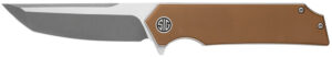 Sig Sauer Knives TS8SBRN Tsuru  3.30" Folding Tanto Plain Satin 154CM SS Blade, 4.20" Coyote Brown G10 Handle