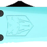 CobraTec Knives STBFS3DNS FS-3 Small 2.75" OTF Drop Point Plain D2 Steel Blade, 4.25" Mint Blue Aluminum Alloy Handle