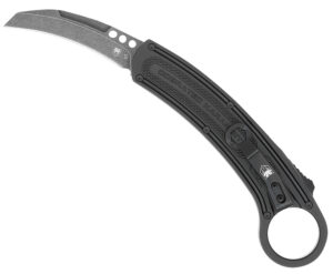 CobraTec Knives CTBKRH Karambit 2.75" Folding Plain Stonewashed D2 Steel Blade, 5.88" Black Anodized w/Finger Ring Aluminum Handle