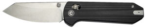 Civivi Knives C23073-1 Yonder 2.88" Folding Spey Point Plain Stonewashed 14C28N Steel Blade, Black Textured G10 Handle